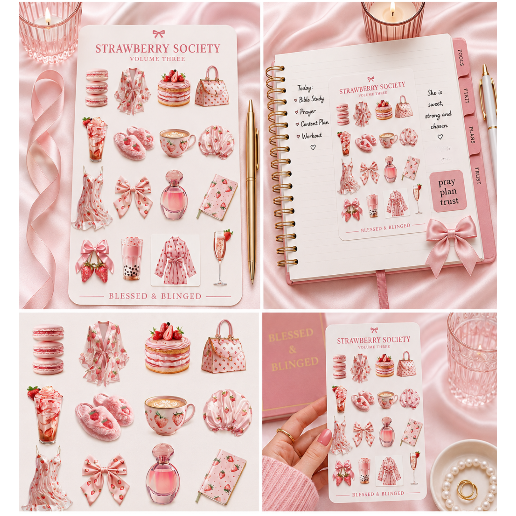 Aesthetic Sticker Sheet Collection Vol. 3 | Luxury Feminine Planner Stickers | Coquette Lifestyle Sticker Set | Blessed & Blinged