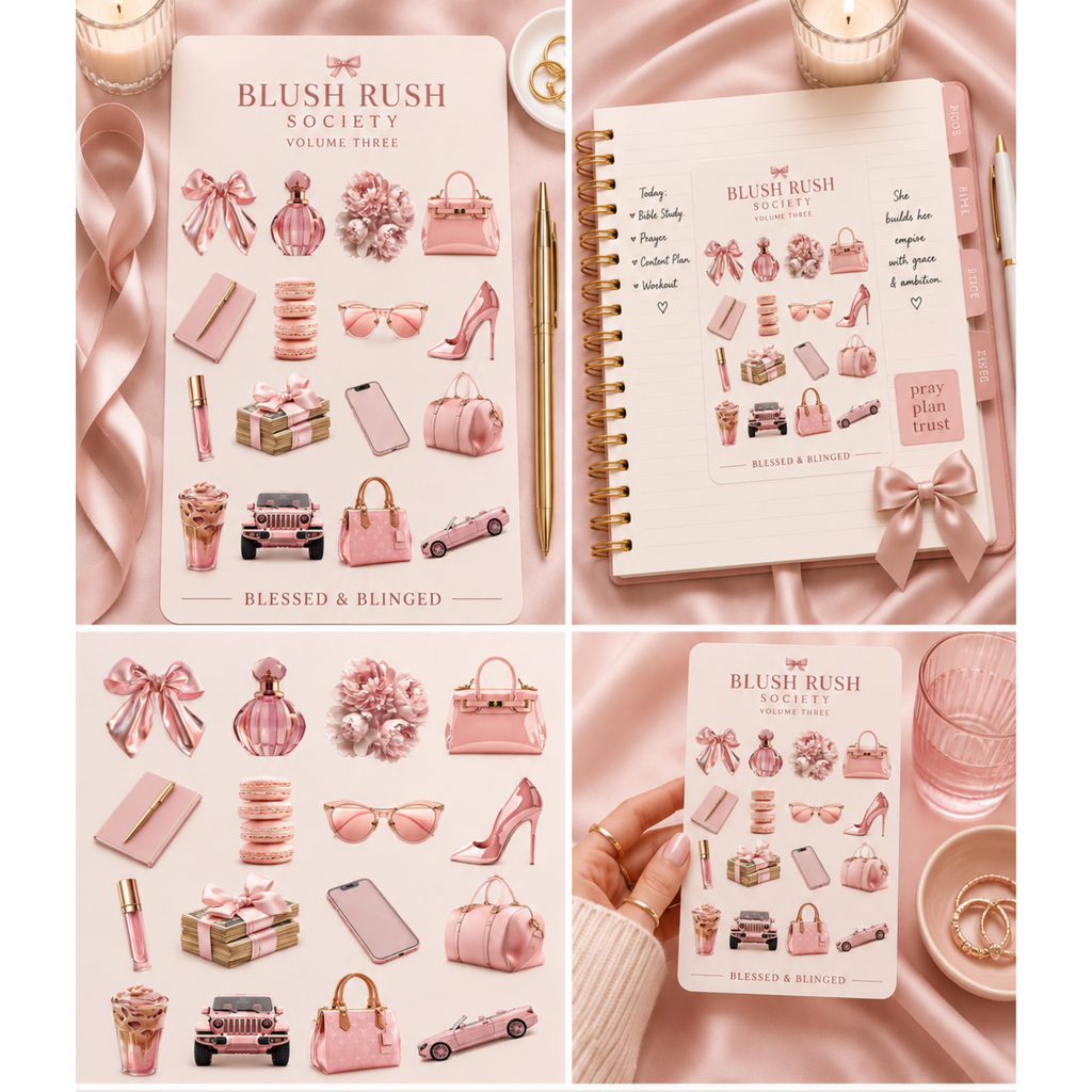 Aesthetic Sticker Sheet Collection Vol. 3 | Luxury Feminine Planner Stickers | Coquette Lifestyle Sticker Set | Blessed & Blinged