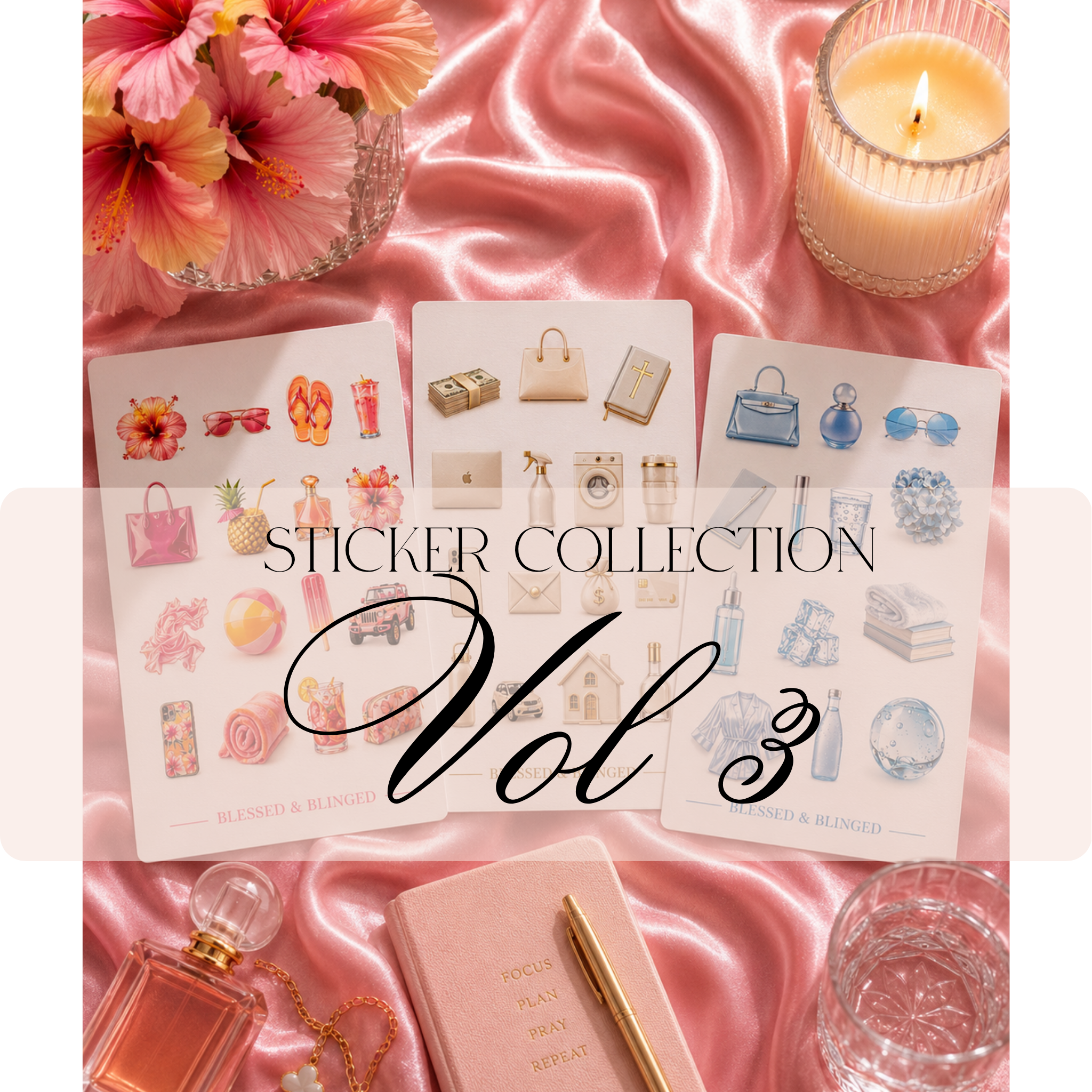 Aesthetic Sticker Sheet Collection Vol. 3 | Luxury Feminine Planner Stickers | Coquette Lifestyle Sticker Set | Blessed & Blinged