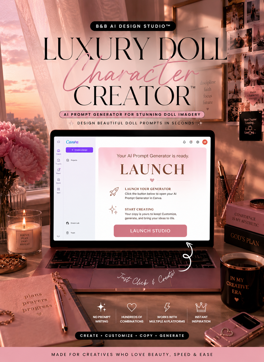 Luxury Doll Character Creator™ | Interactive AI Prompt Generator | Canva Digital Tool