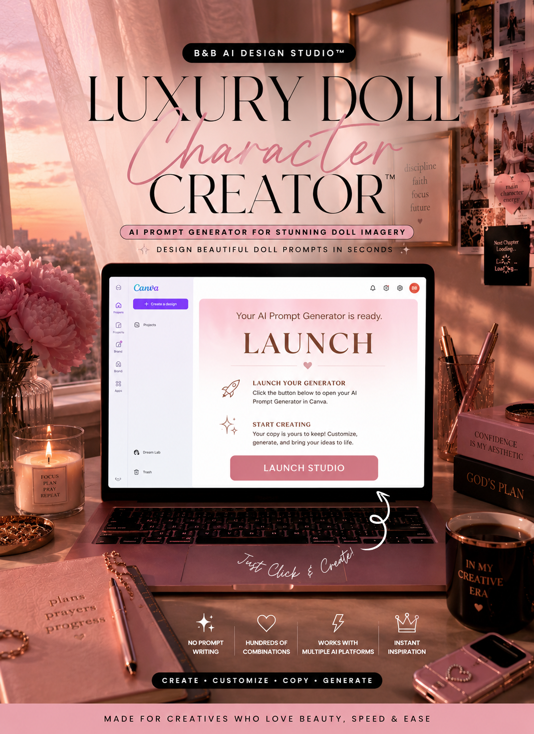 Luxury Doll Character Creator™ | Interactive AI Prompt Generator | Canva Digital Tool
