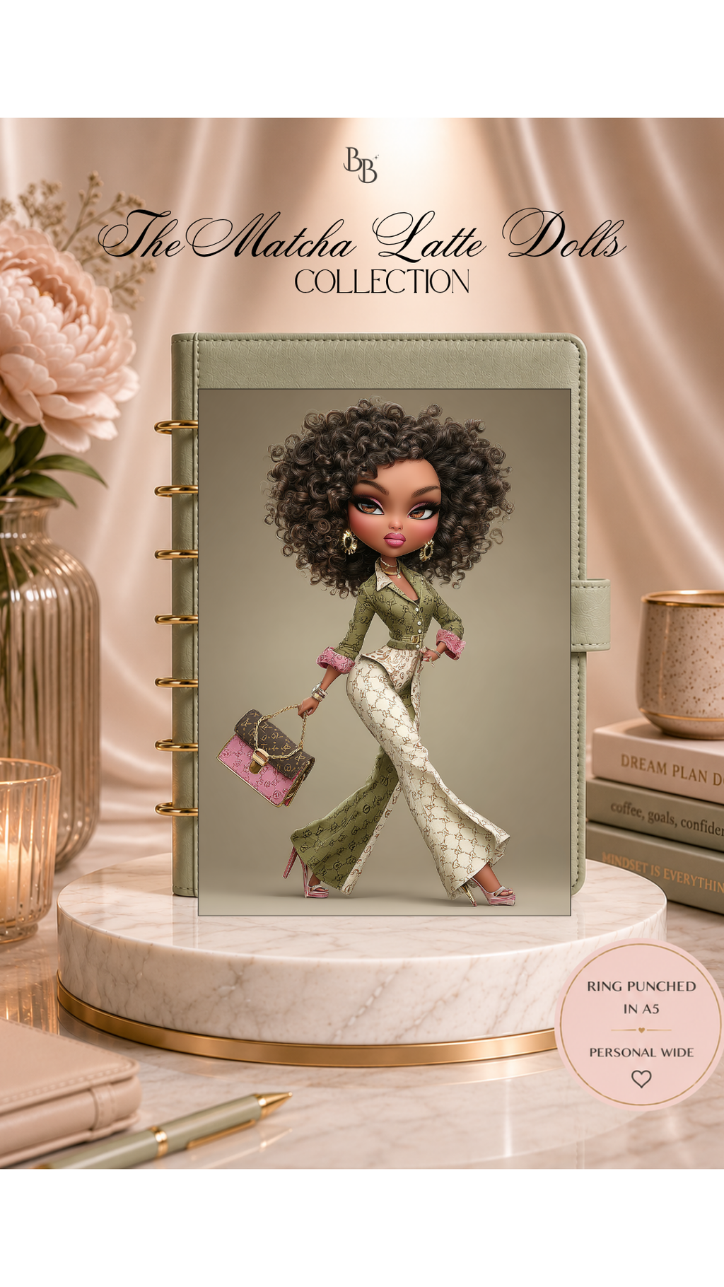 Matcha Latte Dolls Dashboard Collection™ | Luxury Planner Dashboards | Laminated A5, Personal & Personal Wide Planner Inserts