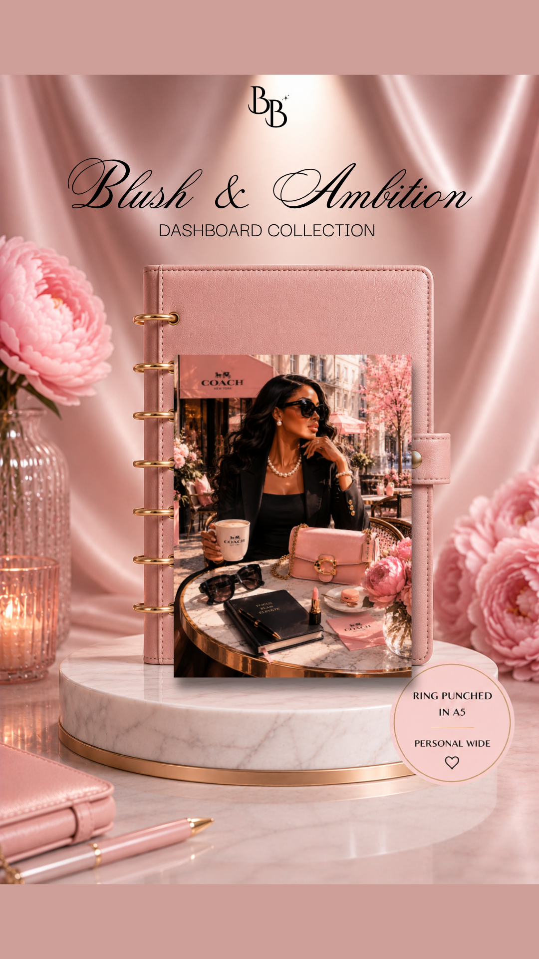 Blush & Ambition Dashboard Collection™ | Luxury Planner Dashboards | Laminated A5, Personal & Personal Wide Planner Inserts