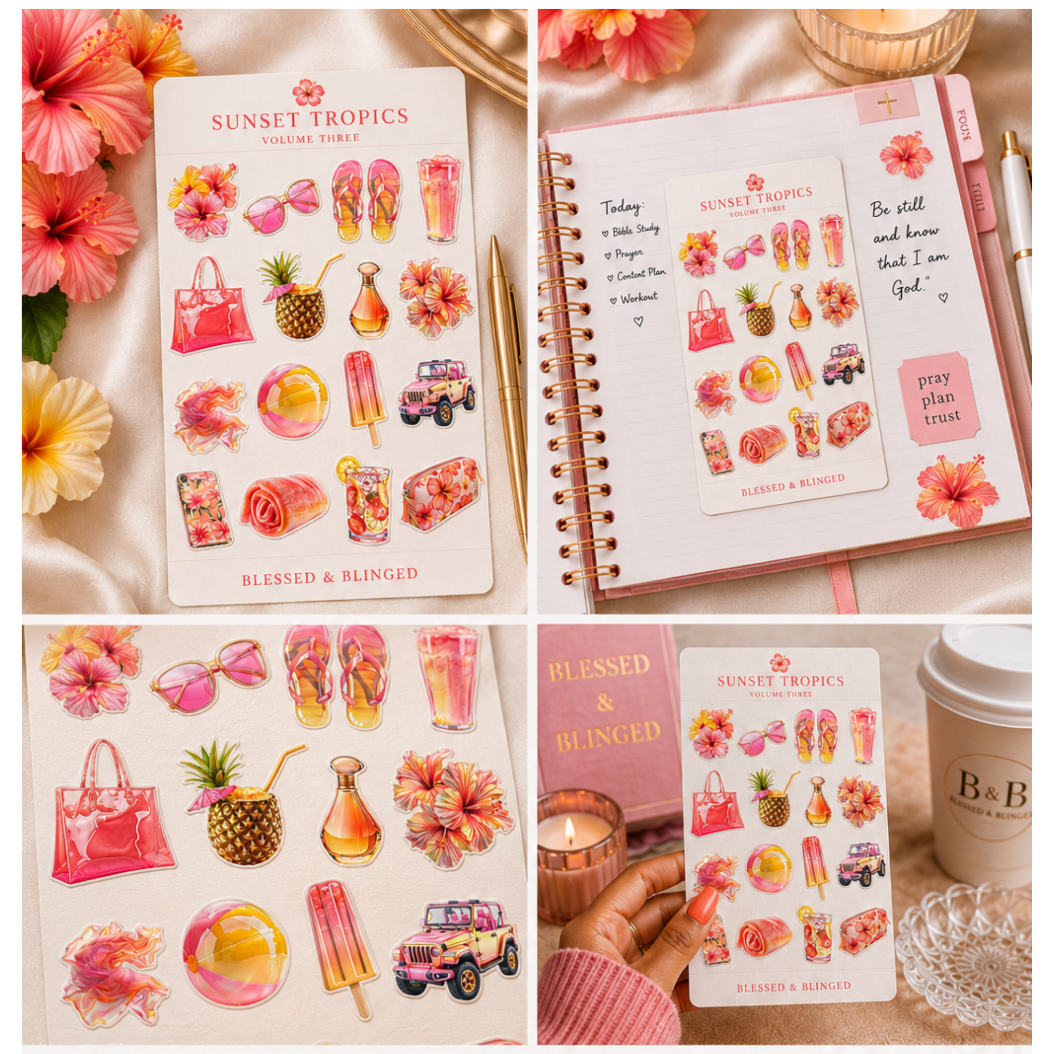 Aesthetic Sticker Sheet Collection Vol. 3 | Luxury Feminine Planner Stickers | Coquette Lifestyle Sticker Set | Blessed & Blinged