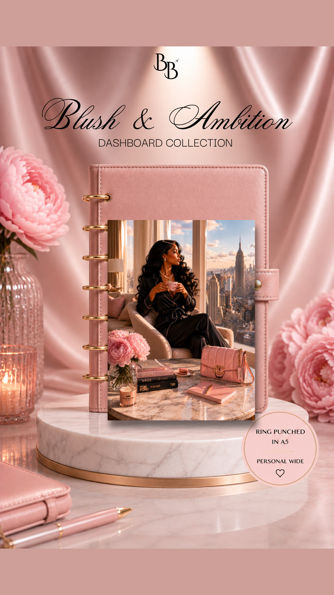 Blush & Ambition Dashboard Collection™ | Luxury Planner Dashboards | Laminated A5, Personal & Personal Wide Planner Inserts