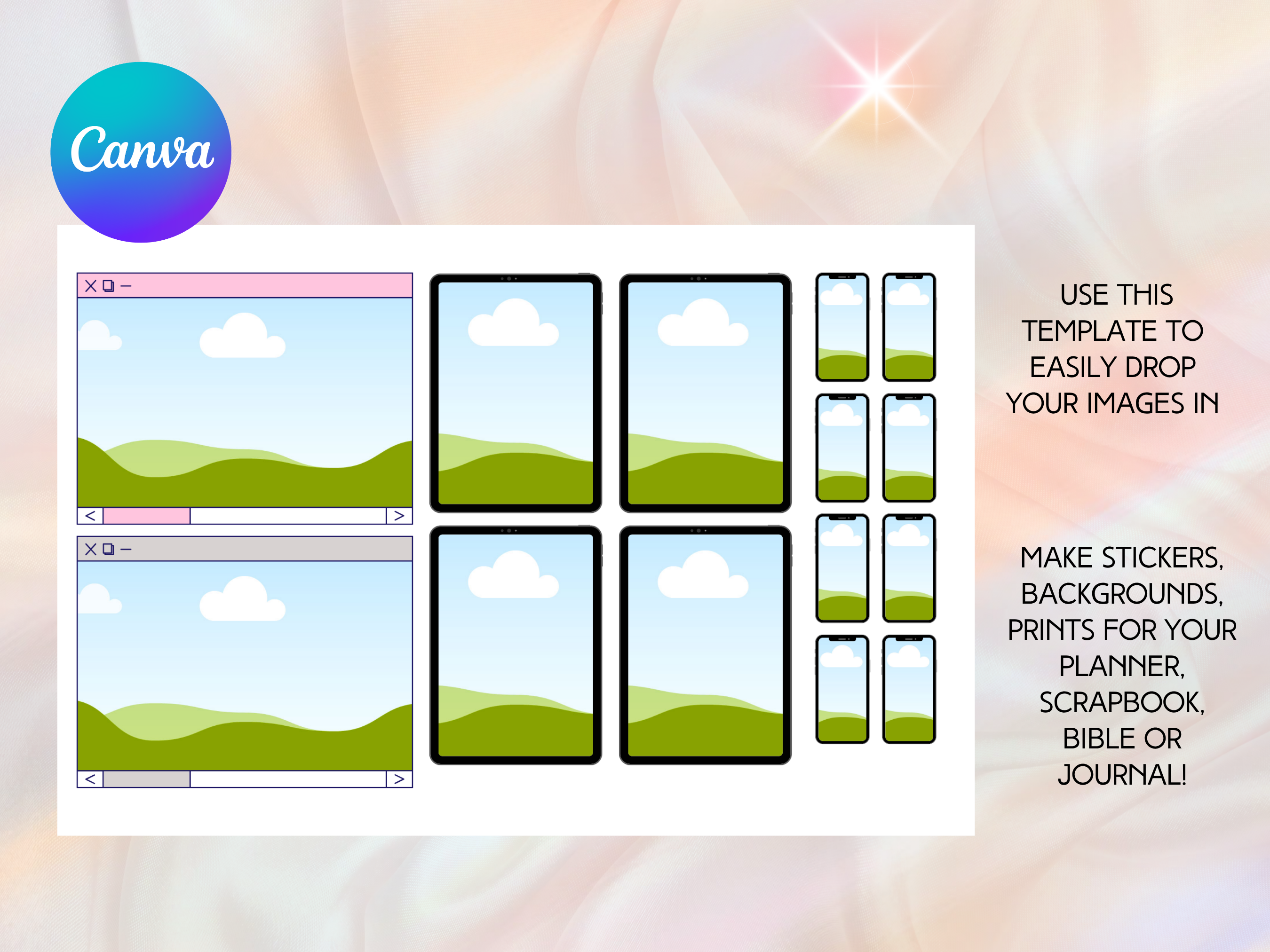 Mini Print Canva Template | Drag & Drop 4×6 Photo Layouts for Journals, Planners & Scrapbooks