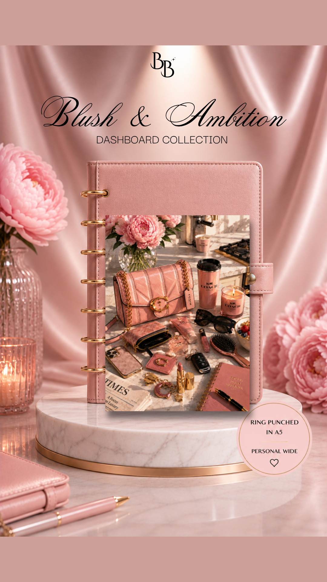 Blush & Ambition Dashboard Collection™ | Luxury Planner Dashboards | Laminated A5, Personal & Personal Wide Planner Inserts