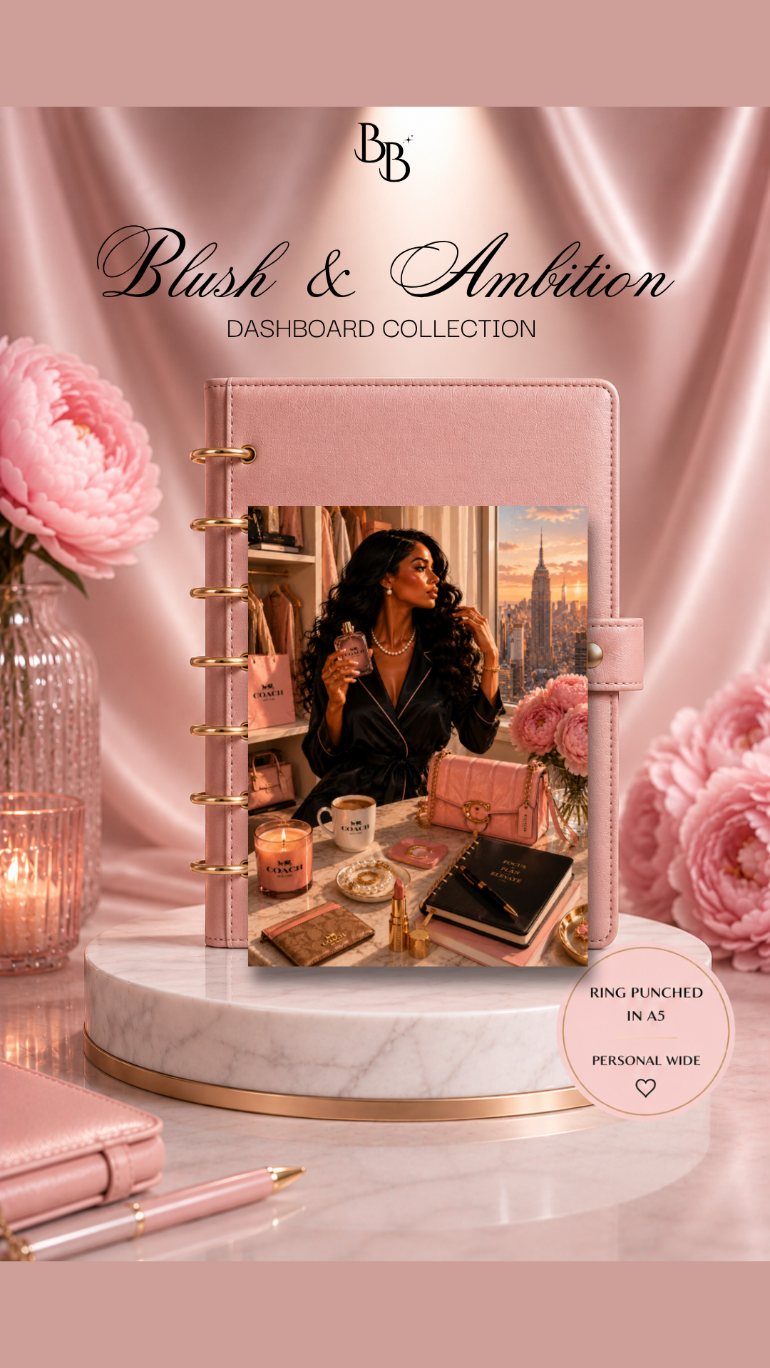 Blush & Ambition Dashboard Collection™ | Luxury Planner Dashboards | Laminated A5, Personal & Personal Wide Planner Inserts