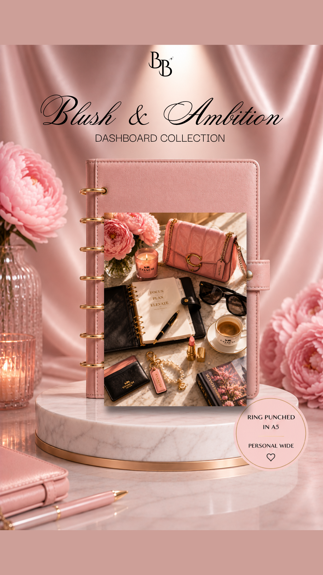 Blush & Ambition Dashboard Collection™ | Luxury Planner Dashboards | Laminated A5, Personal & Personal Wide Planner Inserts