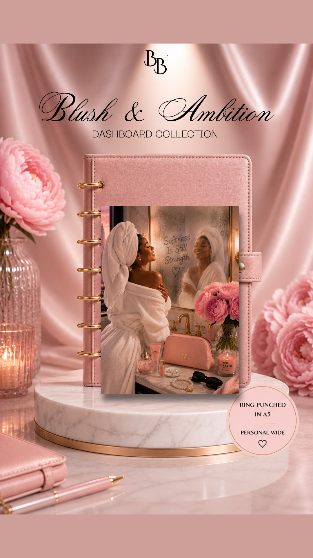 Blush & Ambition Dashboard Collection™ | Luxury Planner Dashboards | Laminated A5, Personal & Personal Wide Planner Inserts