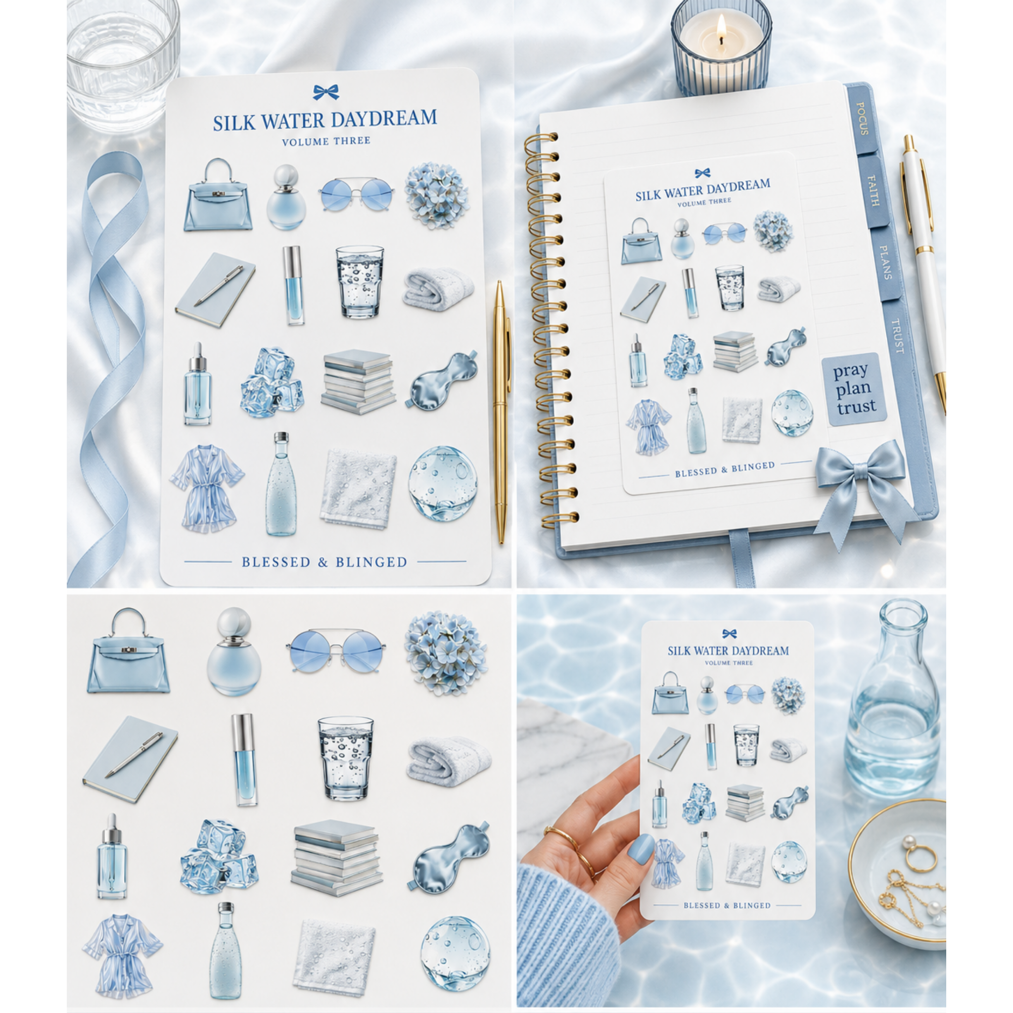 Aesthetic Sticker Sheet Collection Vol. 3 | Luxury Feminine Planner Stickers | Coquette Lifestyle Sticker Set | Blessed & Blinged