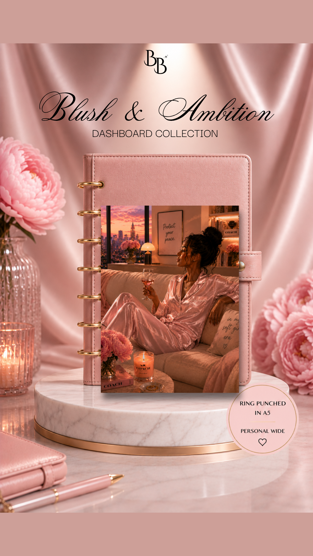 Blush & Ambition Dashboard Collection™ | Luxury Planner Dashboards | Laminated A5, Personal & Personal Wide Planner Inserts