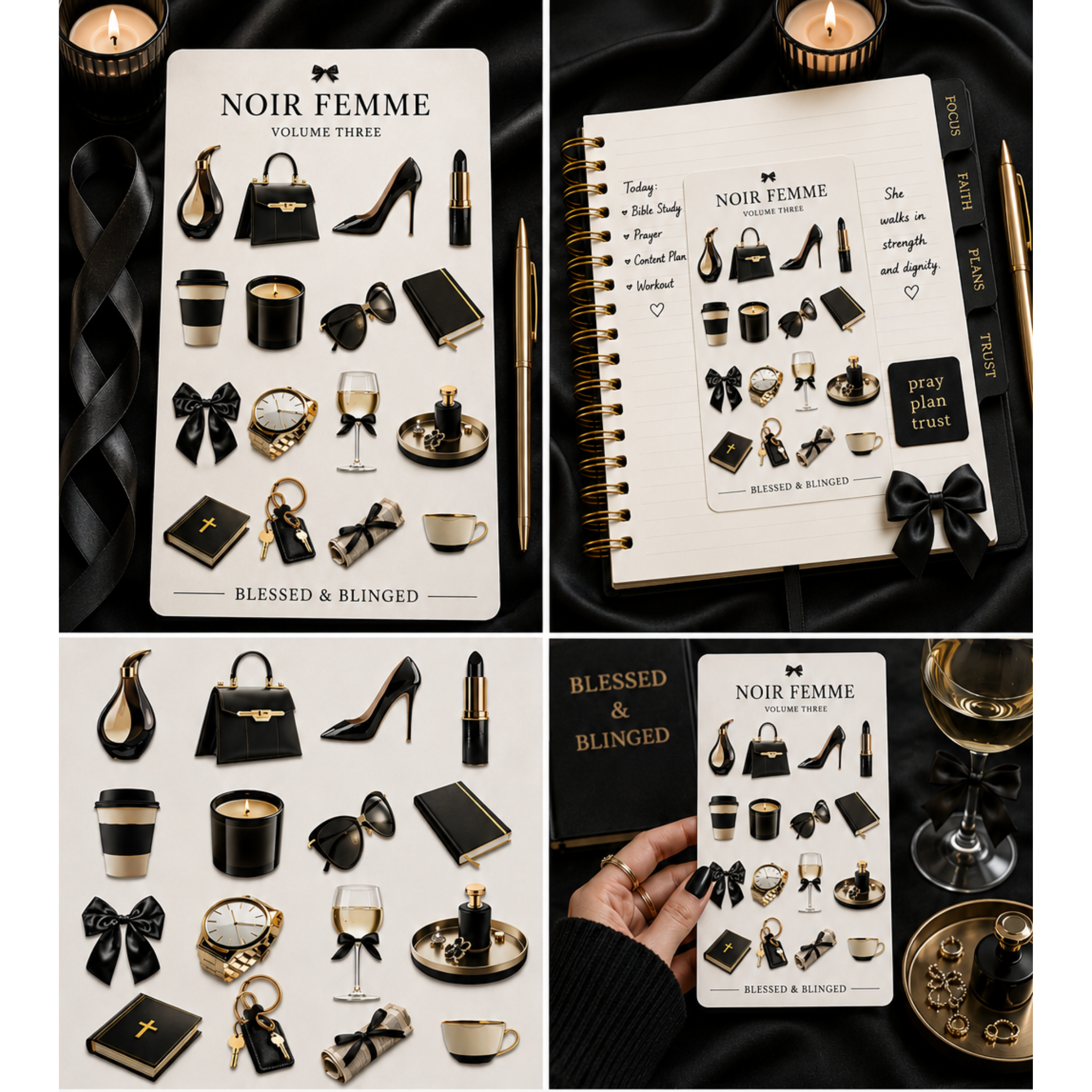 Aesthetic Sticker Sheet Collection Vol. 3 | Luxury Feminine Planner Stickers | Coquette Lifestyle Sticker Set | Blessed & Blinged