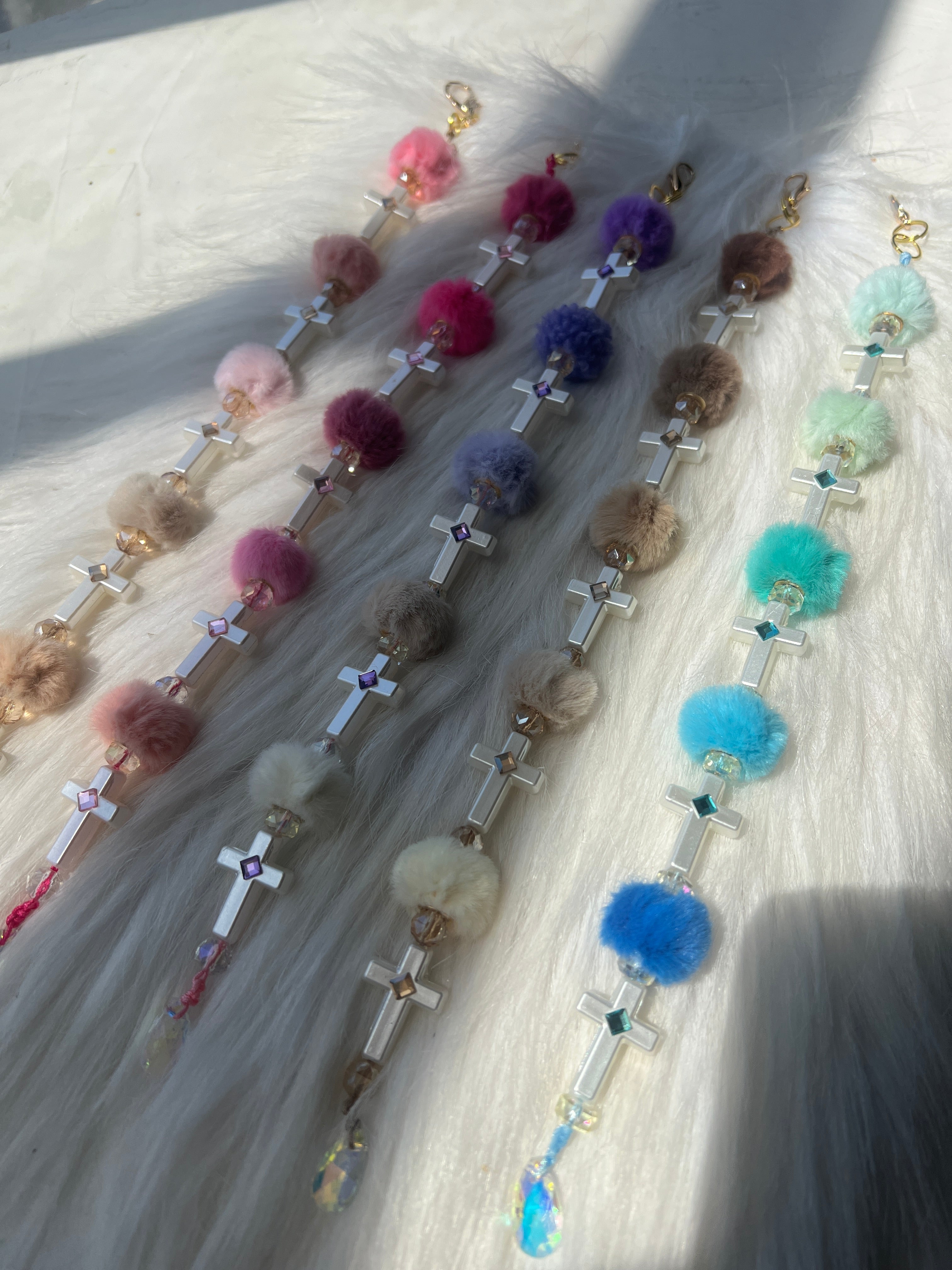 Soft Faith™ Pom Cross Bible Bookmark Charm | Acrylic Anchor Bookmark + Clip | Cute Christian Gift | Blessed & Blinged Studio