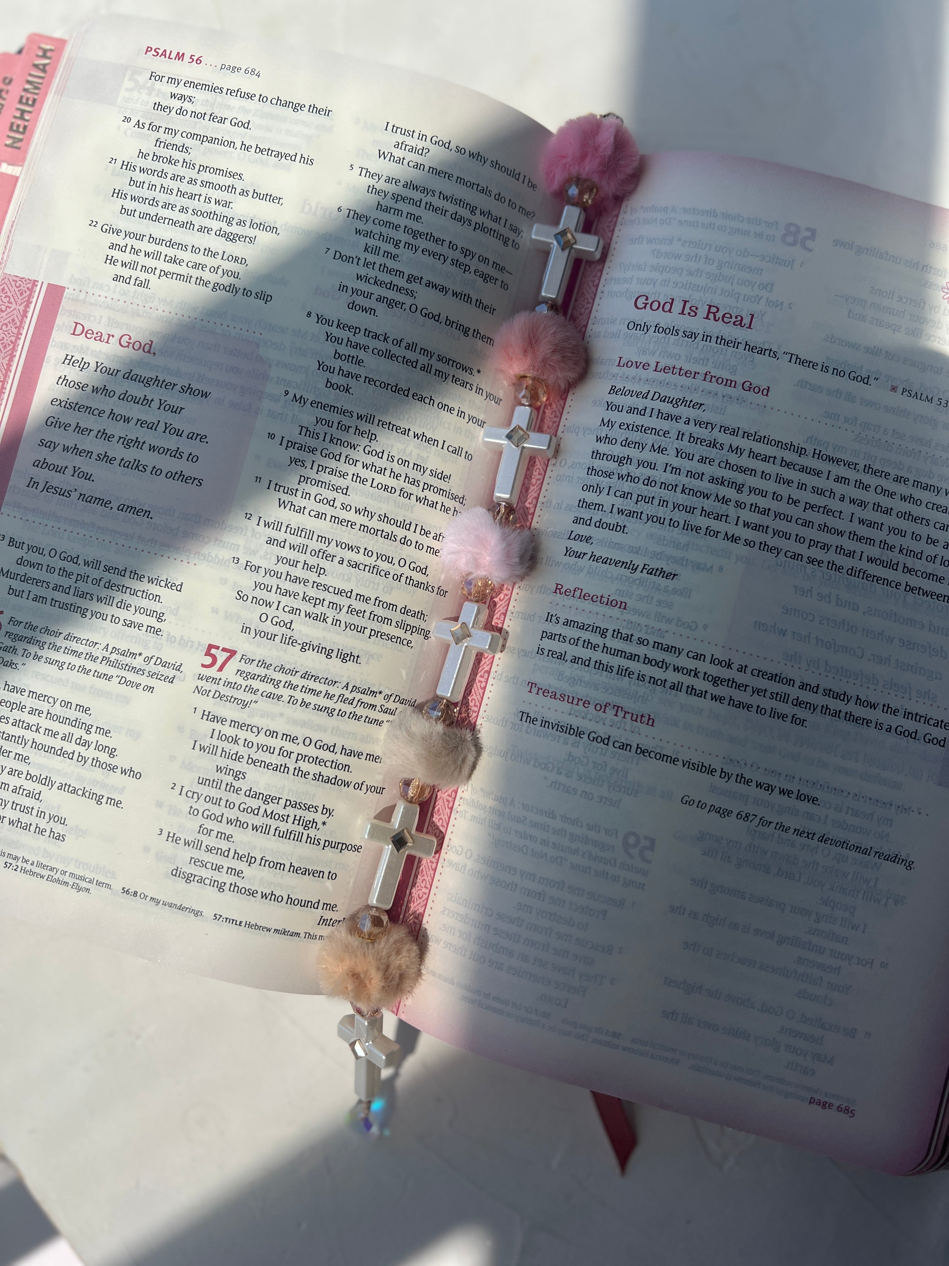 Soft Faith™ Pom Cross Bible Bookmark Charm | Acrylic Anchor Bookmark + Clip | Cute Christian Gift | Blessed & Blinged Studio