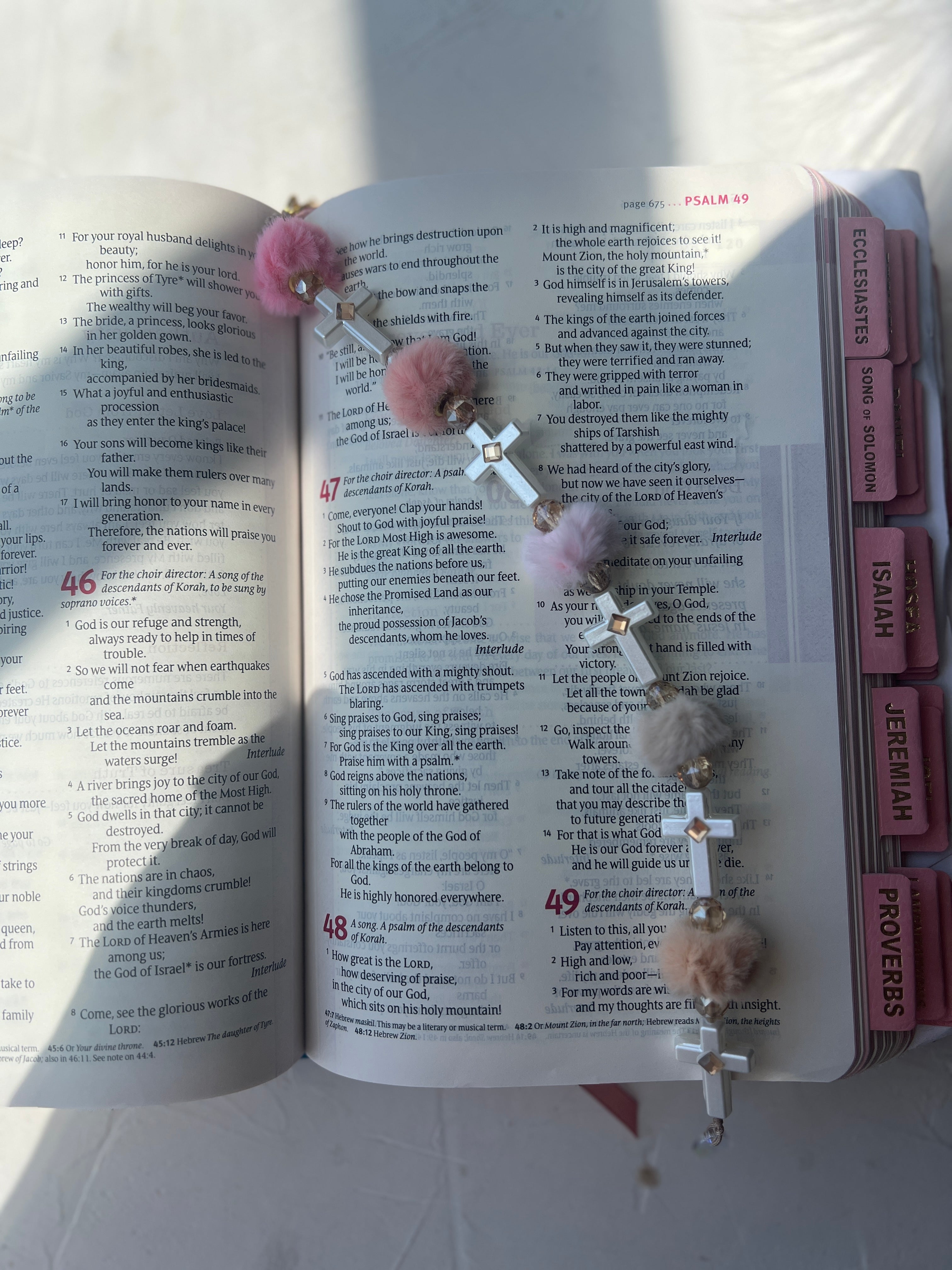 Soft Faith™ Pom Cross Bible Bookmark Charm | Acrylic Anchor Bookmark + Clip | Cute Christian Gift | Blessed & Blinged Studio