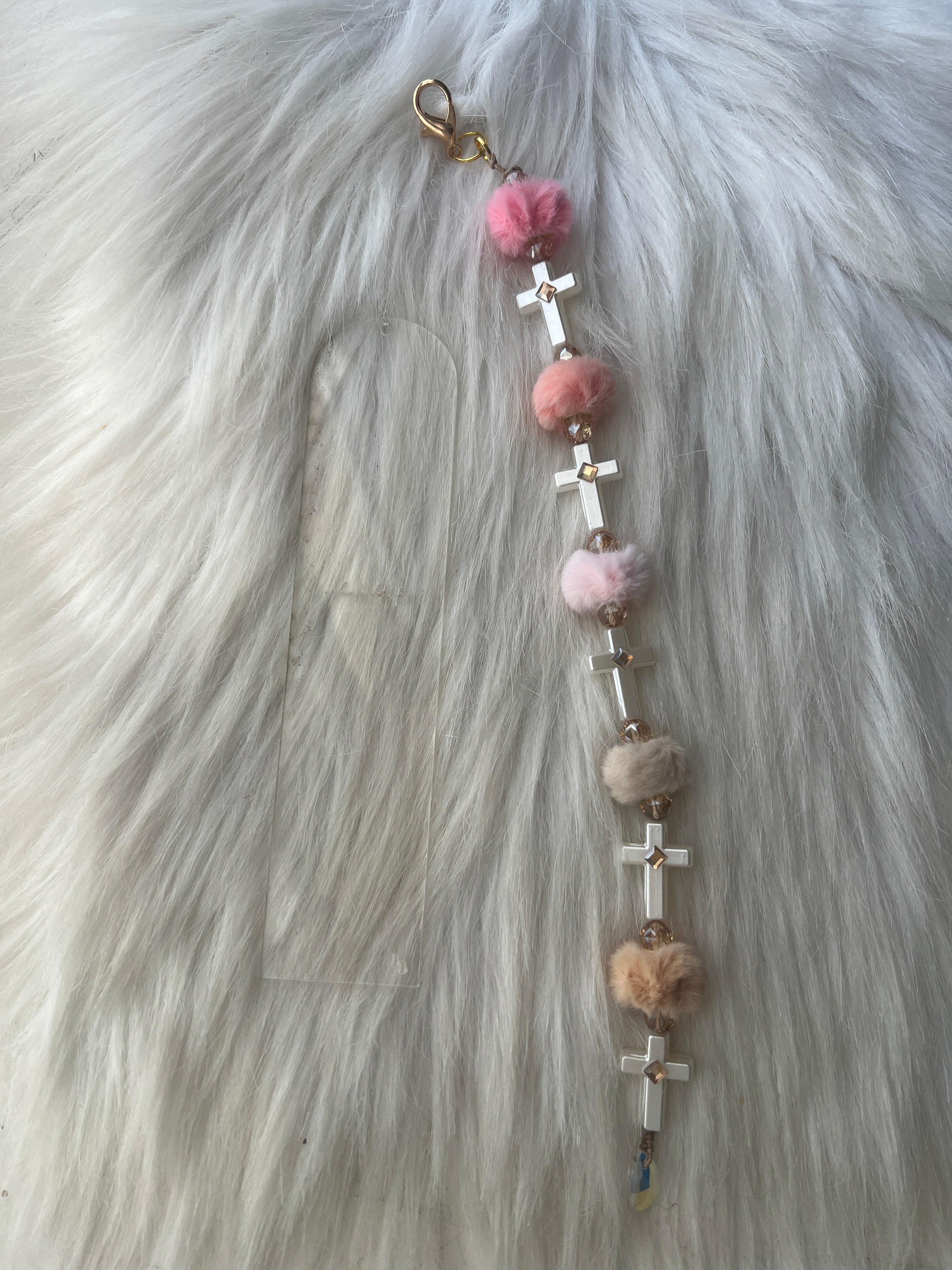 Soft Faith™ Pom Cross Bible Bookmark Charm | Acrylic Anchor Bookmark + Clip | Cute Christian Gift | Blessed & Blinged Studio
