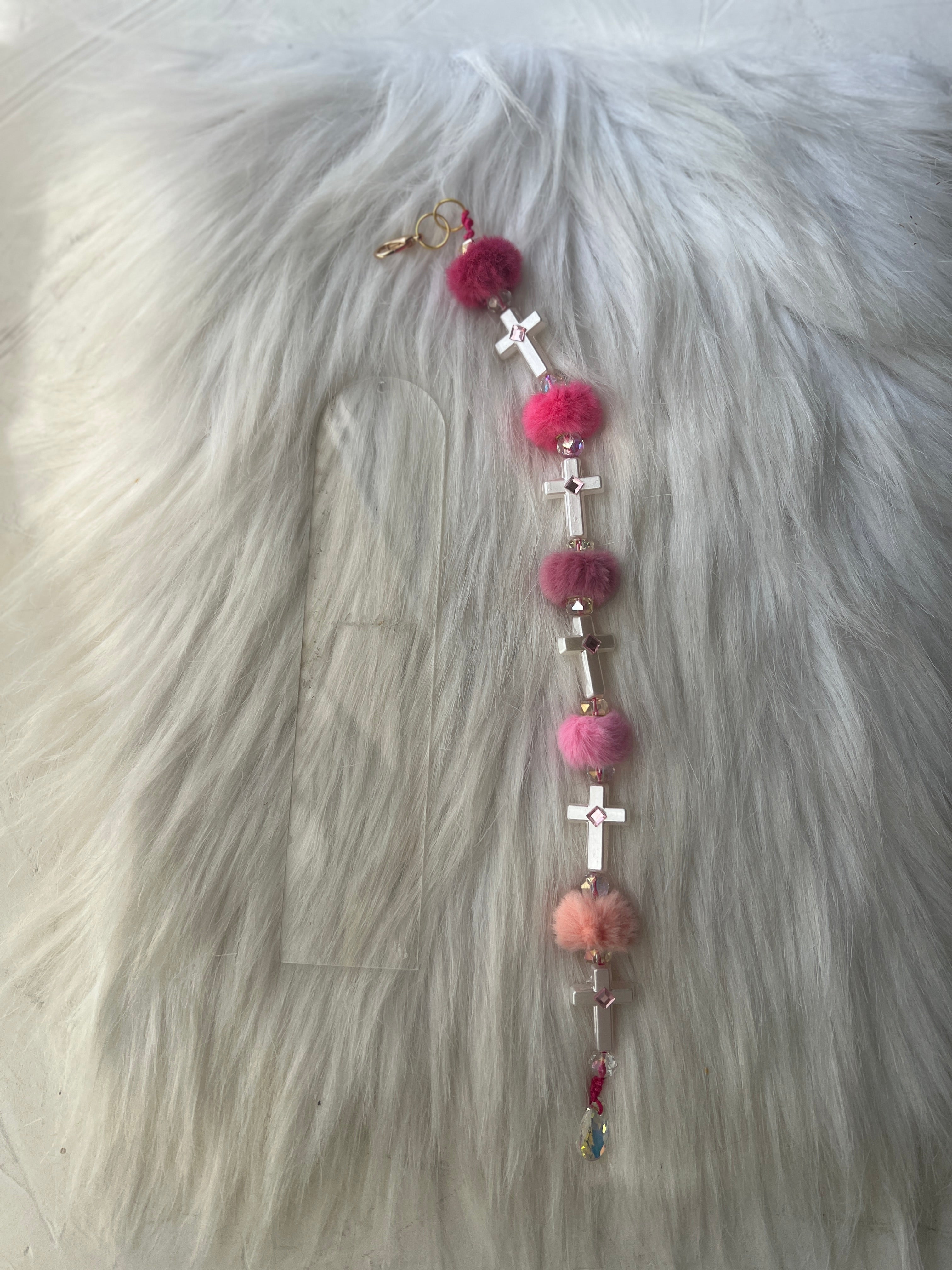 Soft Faith™ Pom Cross Bible Bookmark Charm | Acrylic Anchor Bookmark + Clip | Cute Christian Gift | Blessed & Blinged Studio