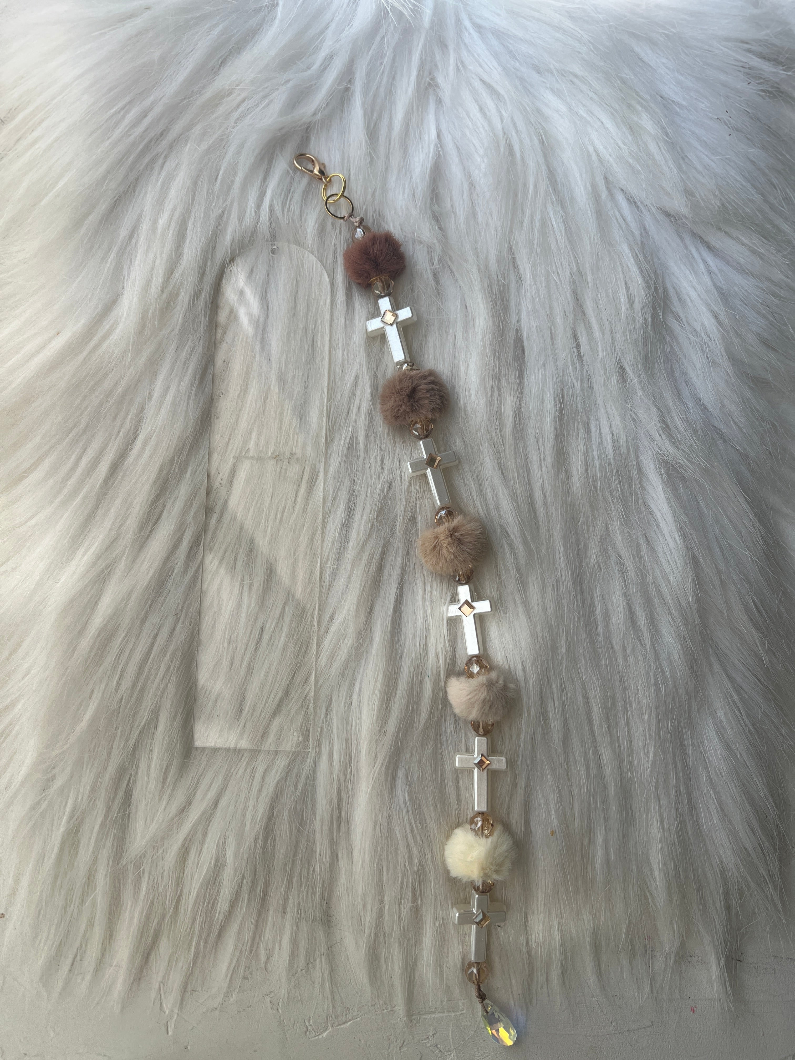 Soft Faith™ Pom Cross Bible Bookmark Charm | Acrylic Anchor Bookmark + Clip | Cute Christian Gift | Blessed & Blinged Studio