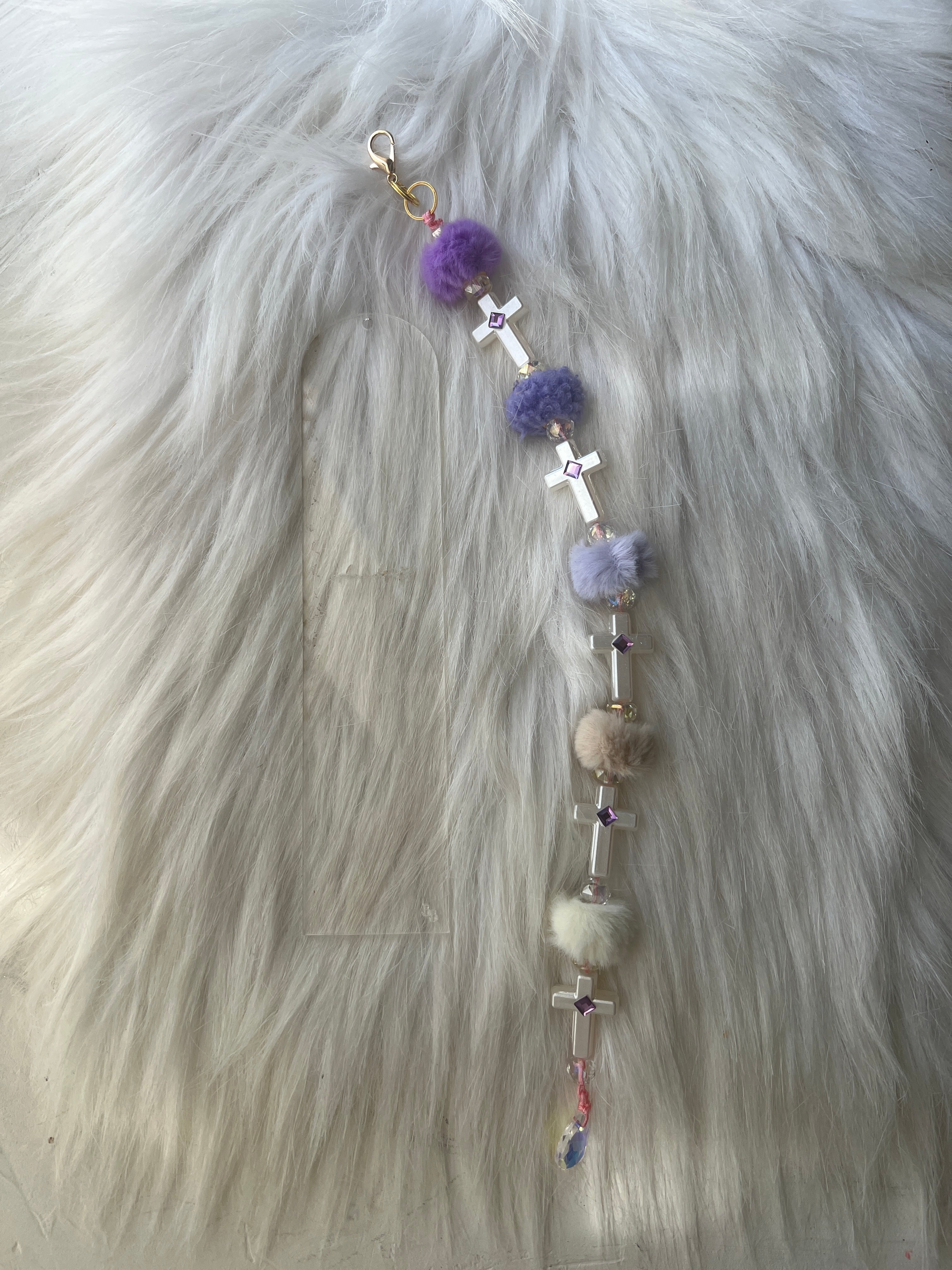 Soft Faith™ Pom Cross Bible Bookmark Charm | Acrylic Anchor Bookmark + Clip | Cute Christian Gift | Blessed & Blinged Studio