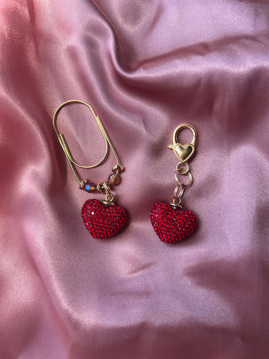Bling Heart Planner Charm | Rhinestone Heart Charm | Planner Paperclip Bookmark | Purse Charm | Journal Accessory | Gift for Planner Lovers
