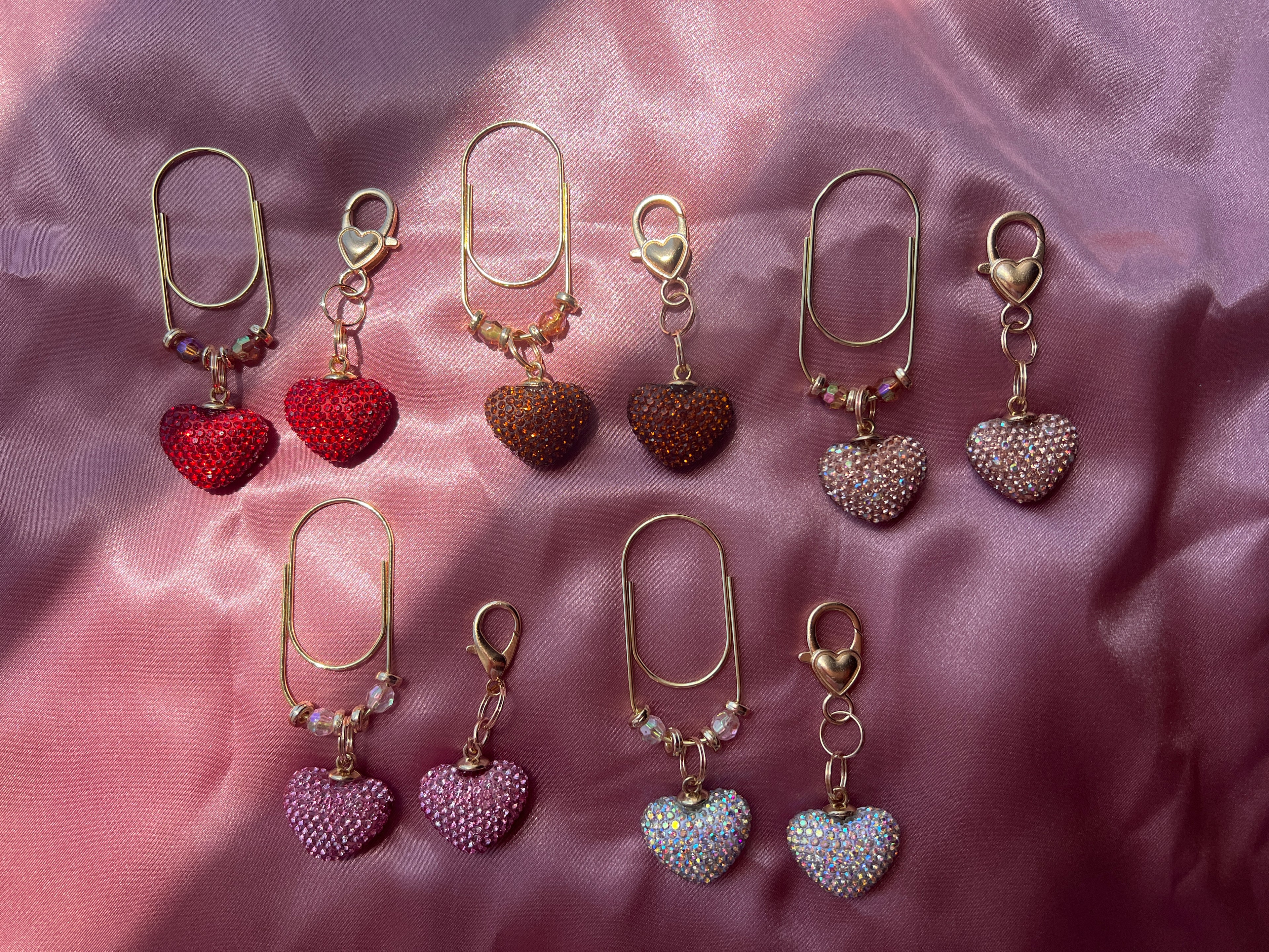 Bling Heart Planner Charm | Rhinestone Heart Charm | Planner Paperclip Bookmark | Purse Charm | Journal Accessory | Gift for Planner Lovers