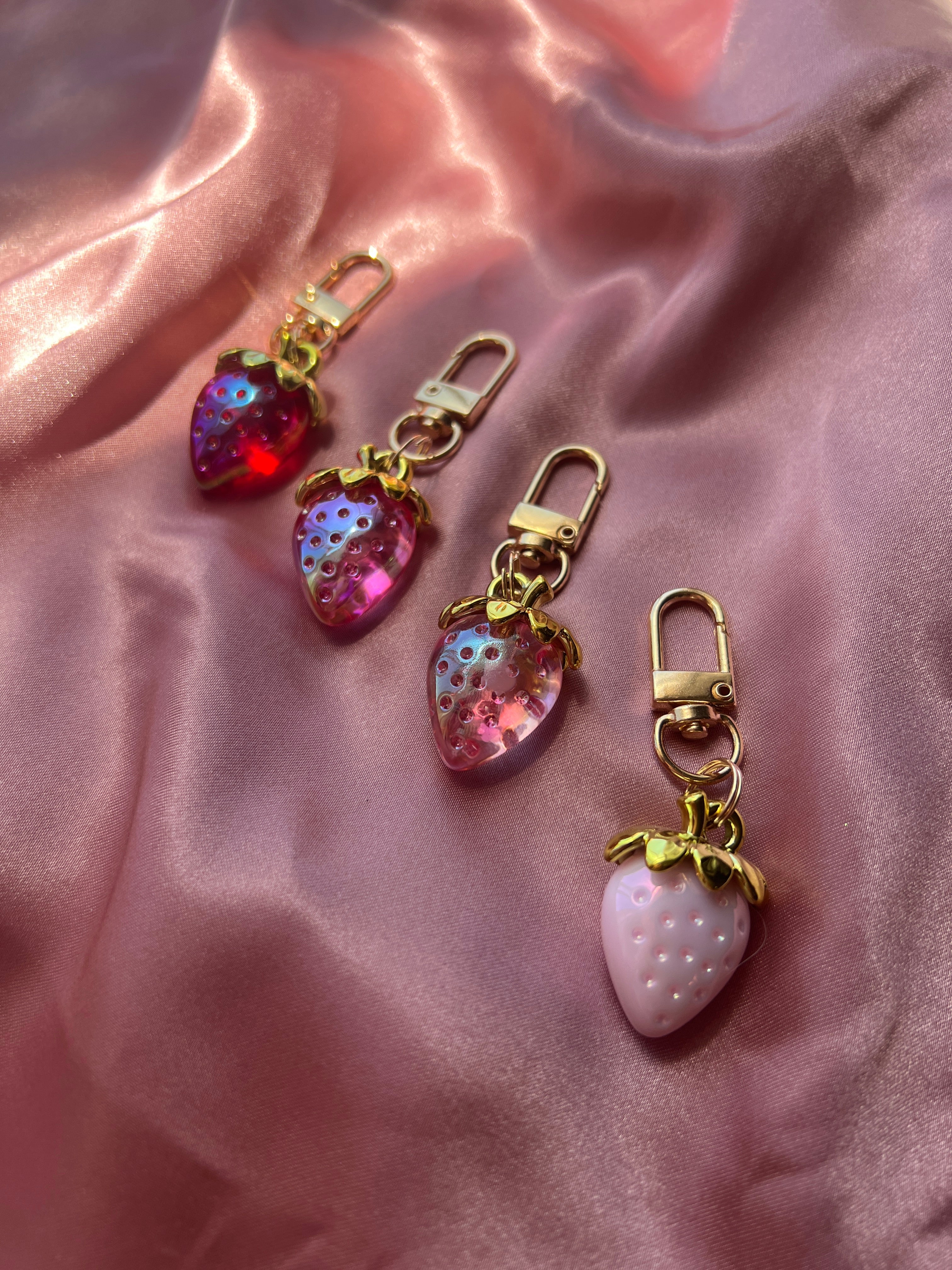Jelly Strawberry Planner Charm | Transparent Strawberry Charm | Planner Clip | Purse Charm | Coquette Planner Accessory | Cute Pink Strawberry Charm
