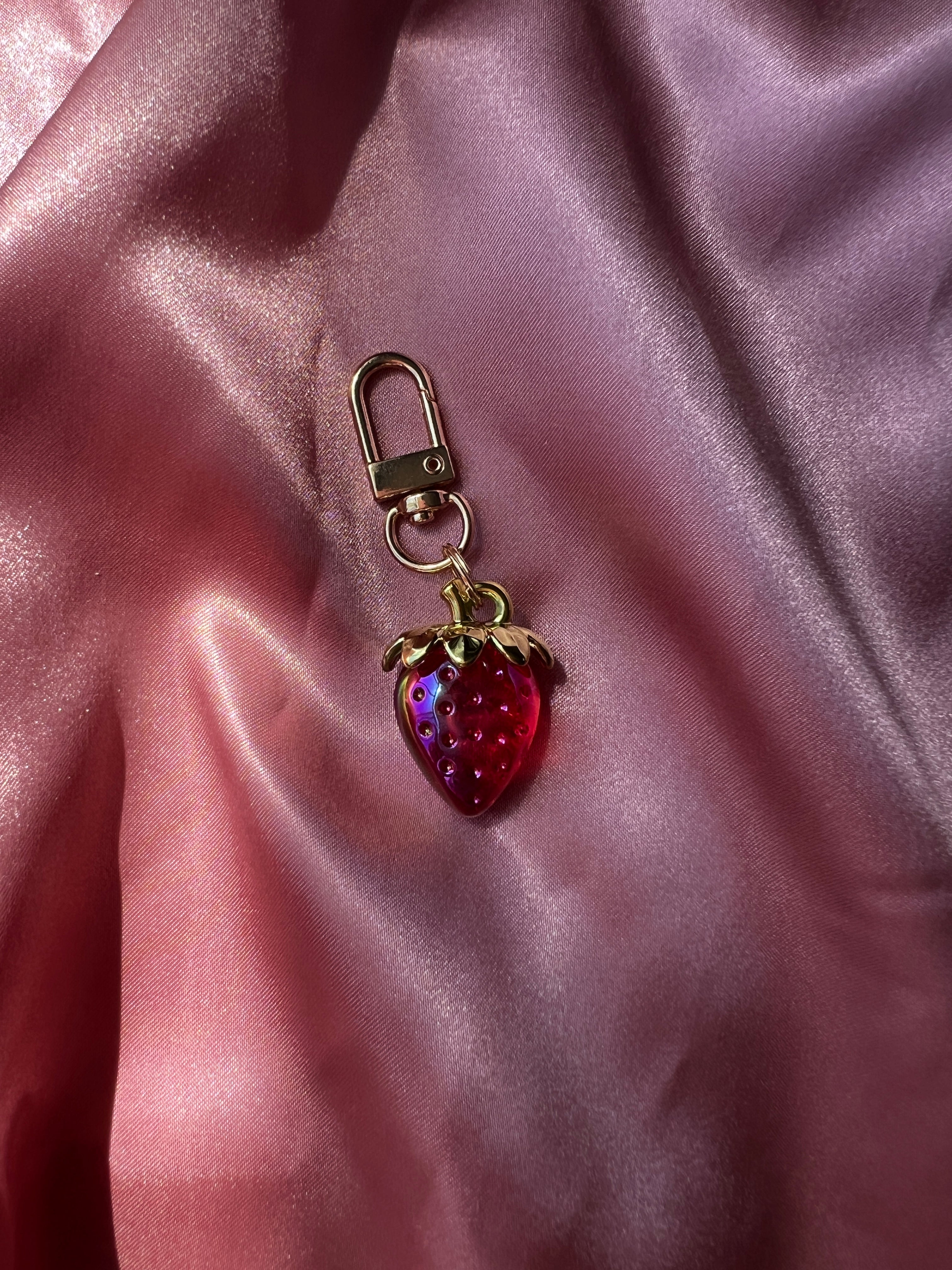 Jelly Strawberry Planner Charm | Transparent Strawberry Charm | Planner Clip | Purse Charm | Coquette Planner Accessory | Cute Pink Strawberry Charm