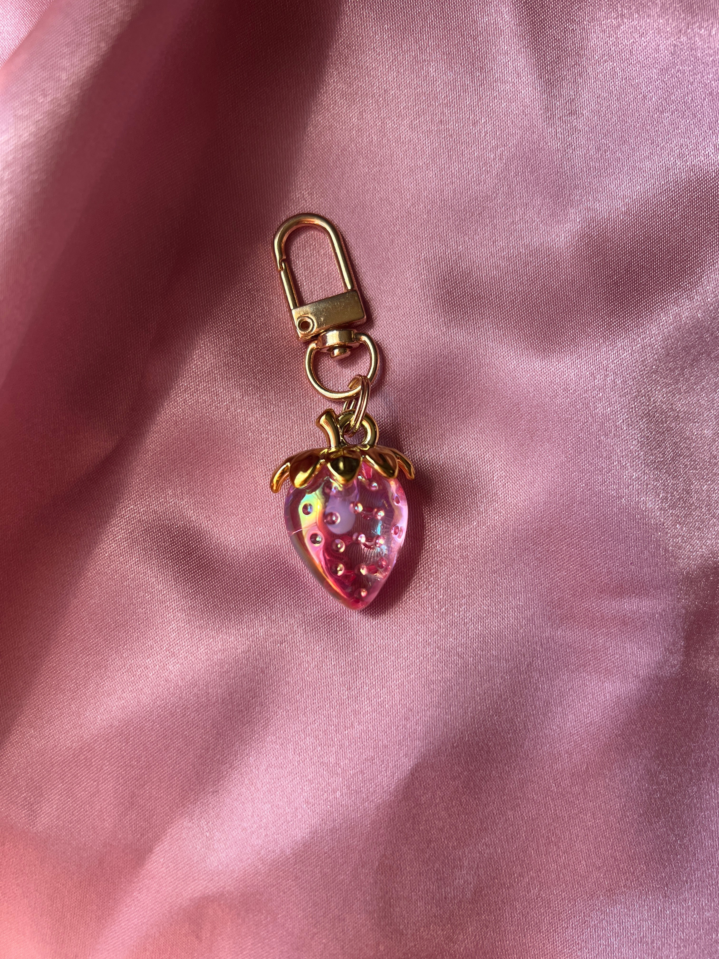 Jelly Strawberry Planner Charm | Transparent Strawberry Charm | Planner Clip | Purse Charm | Coquette Planner Accessory | Cute Pink Strawberry Charm