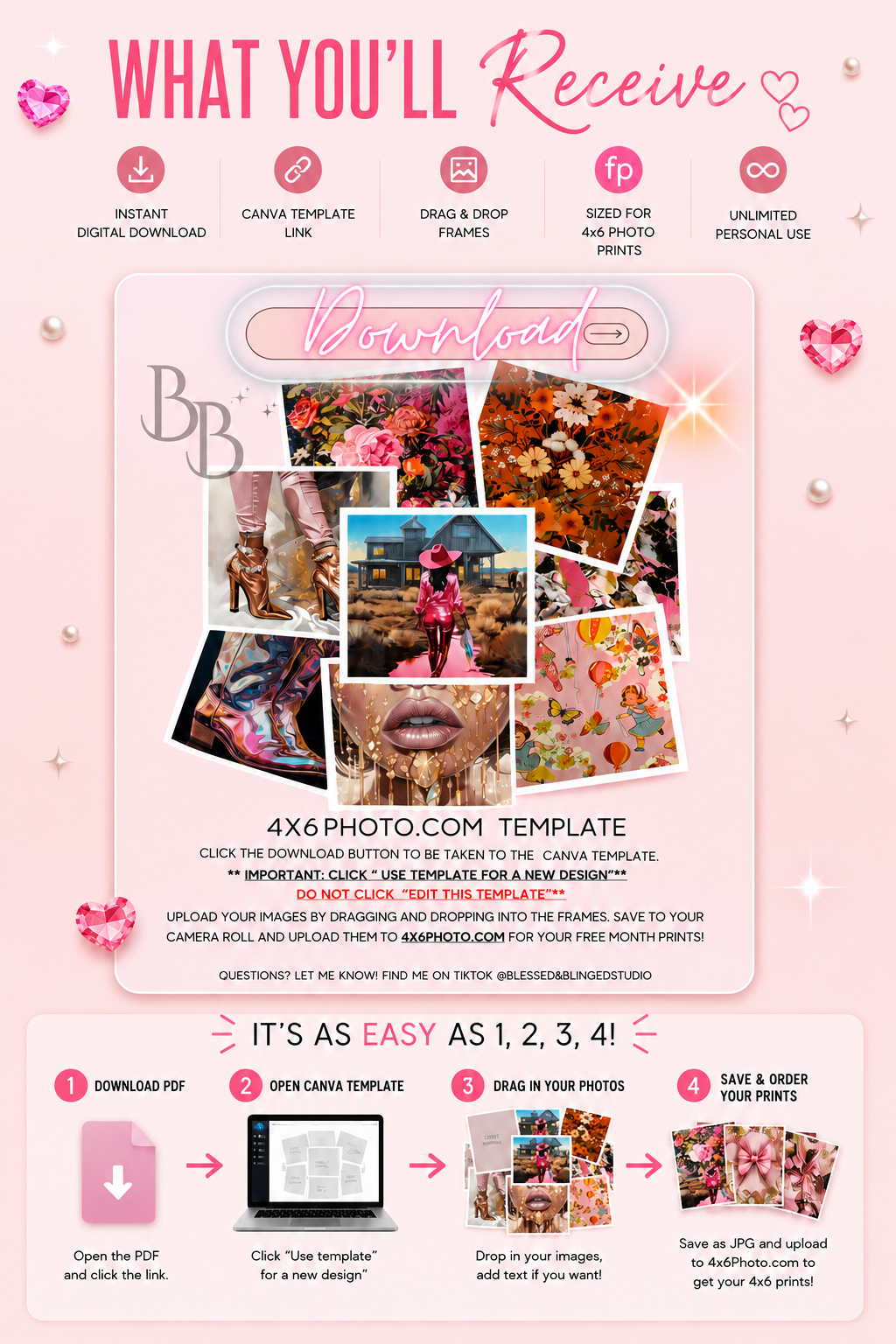 Mini Print Canva Template | Drag & Drop 4×6 Photo Layouts for Journals, Planners & Scrapbooks