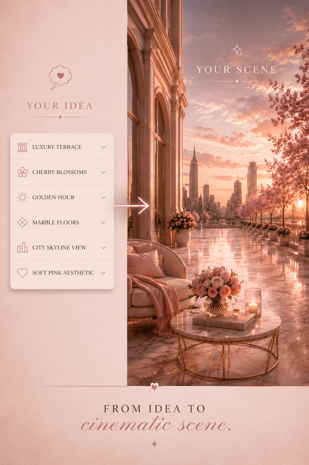 Luxury Scene Creator™ | Interactive AI Prompt Builder | Design Cinematic Scenes & Luxury Backgrounds | Instant Download
