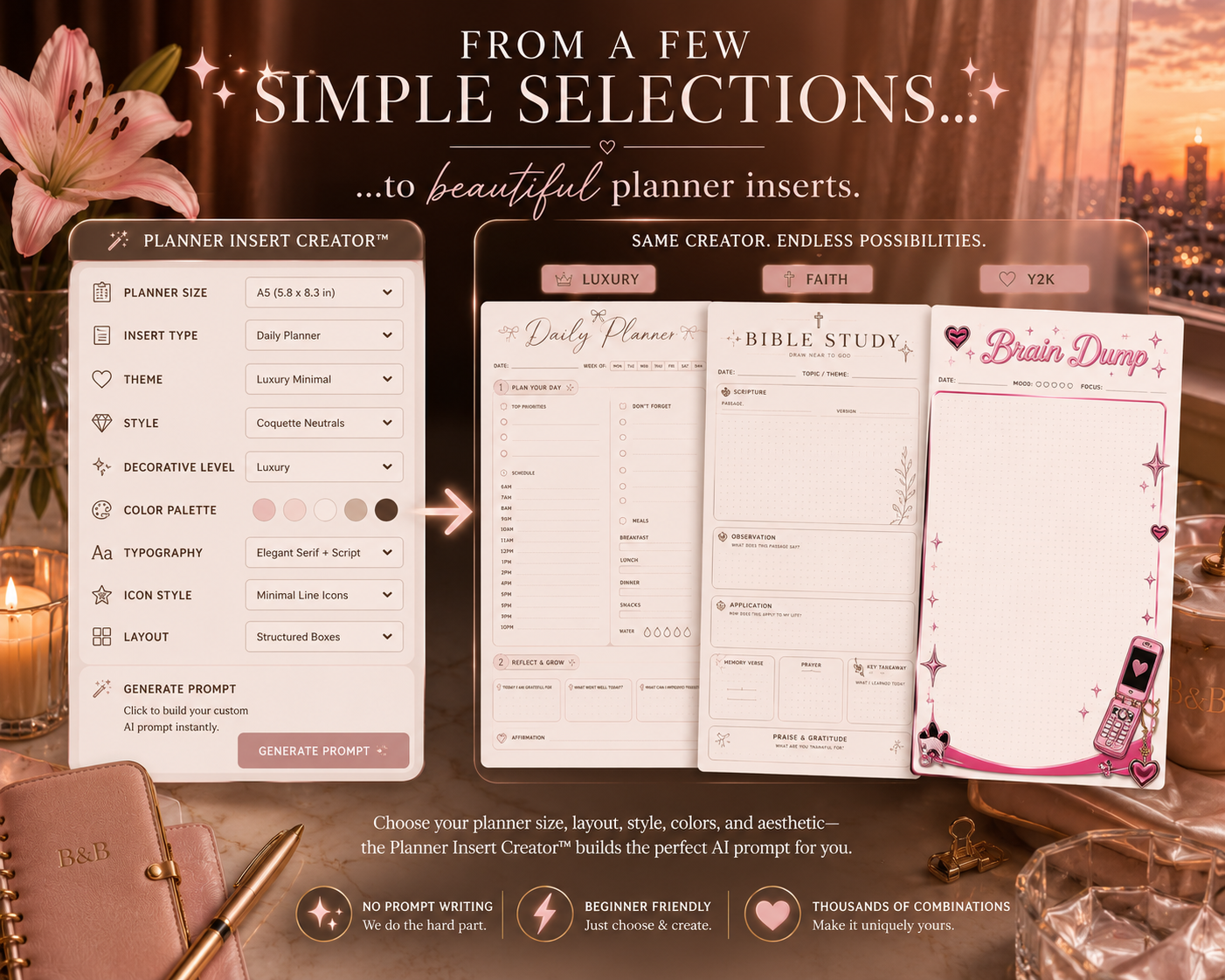 Planner Insert Creator™ | AI Prompt Generator + Print Ready Workspace