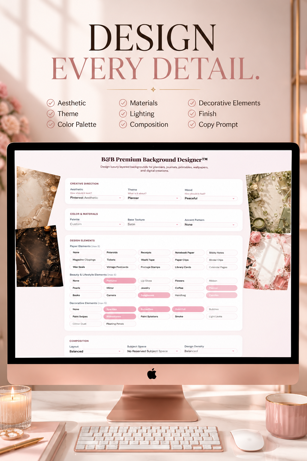 B&B Premium Background Designer™ | Luxury AI Prompt Generator for Planners, Journals & Digital Art