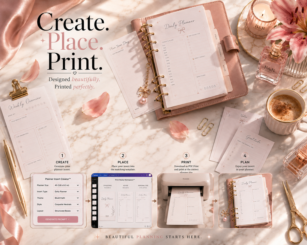 Planner Insert Creator™ | AI Prompt Generator + Print Ready Workspace