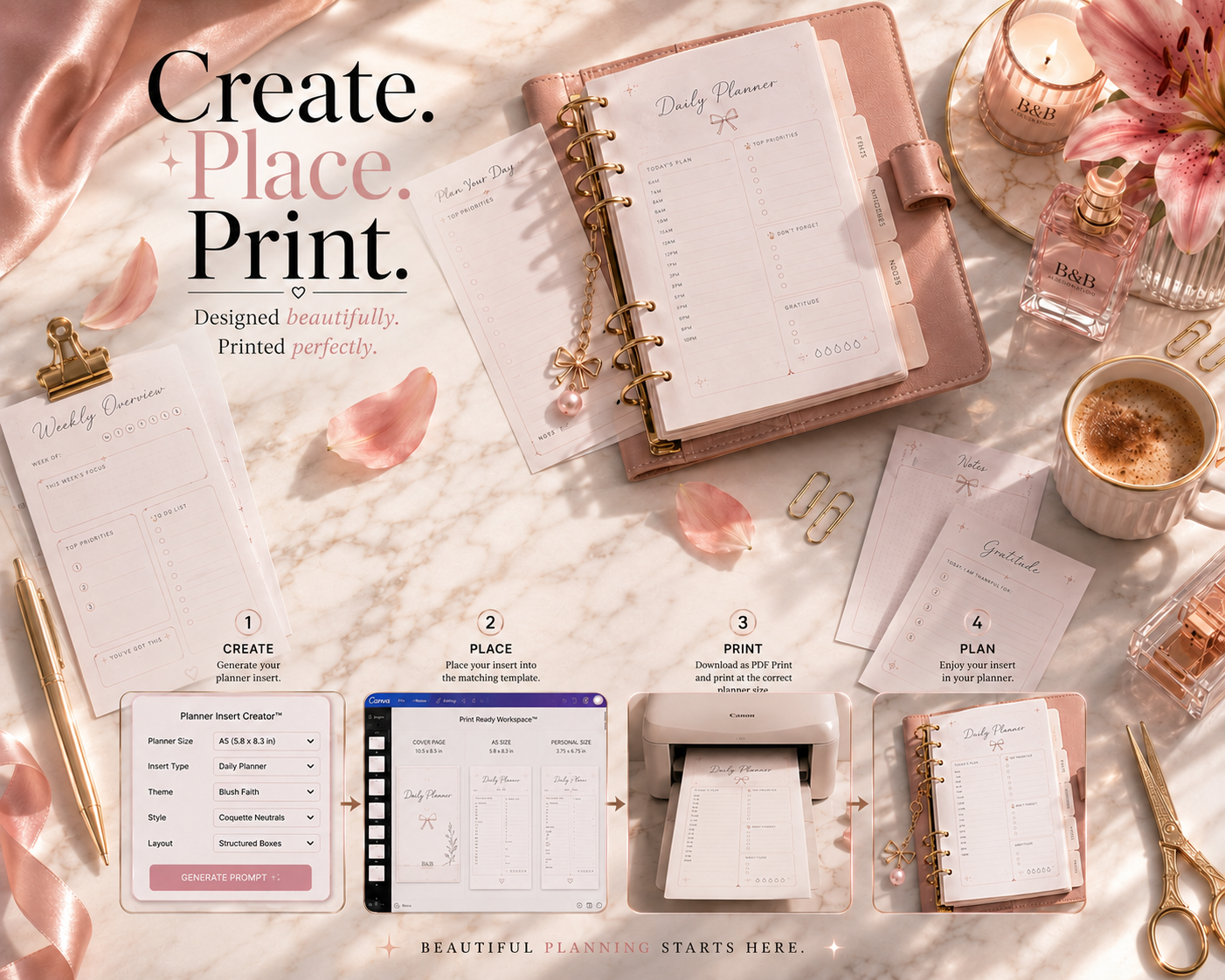 Planner Insert Creator™ | AI Prompt Generator + Print Ready Workspace